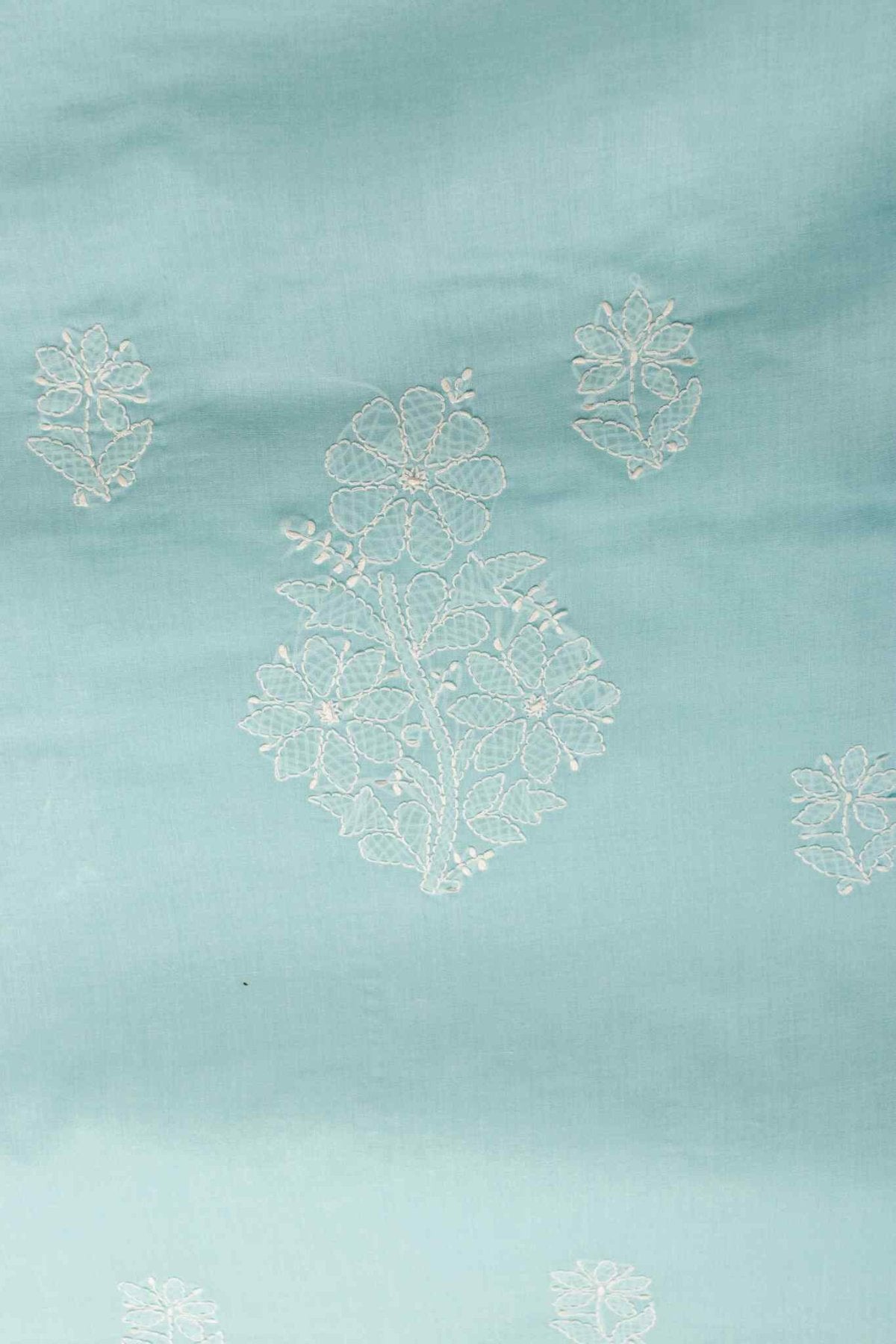 Arsh Handcrafted Sky Blue Cotton Unstitched Chikankari 3pc Suit Set - arshchikan