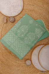 Arsh Handcrafted Forest Green Cotton Unstitched Chikankari 3pc Suit - arshchikan