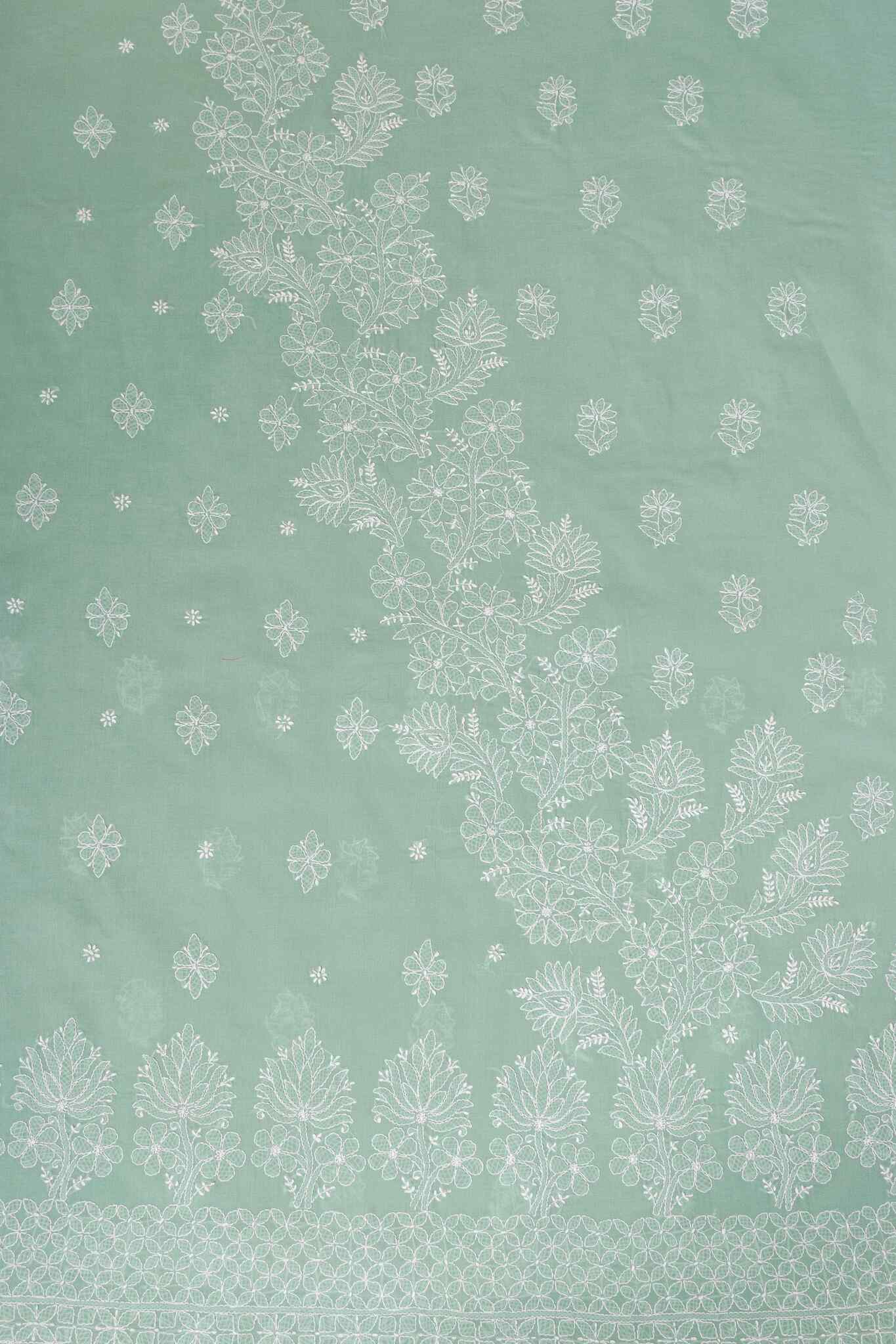 Arsh Handcrafted Forest Green Cotton Unstitched Chikankari 3pc Suit - arshchikan