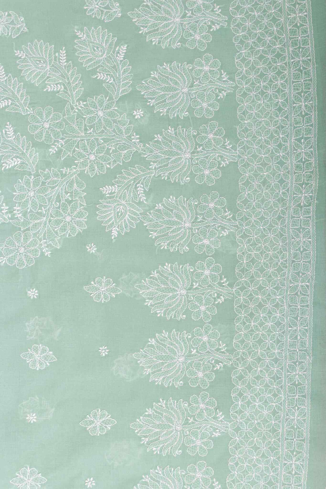 Arsh Handcrafted Forest Green Cotton Unstitched Chikankari 3pc Suit - arshchikan