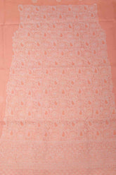 Arsh Handcrafted Peach Cotton Unstitched Chikankari Front Jaal 3pc Suit - arshchikan
