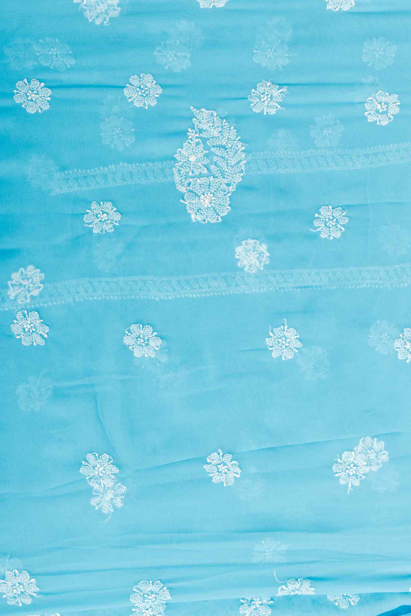 Arsh Handcrafted Parsi Neck Front Jaal Georgette Unstitched Chikankari 3pc Suit - arshchikan