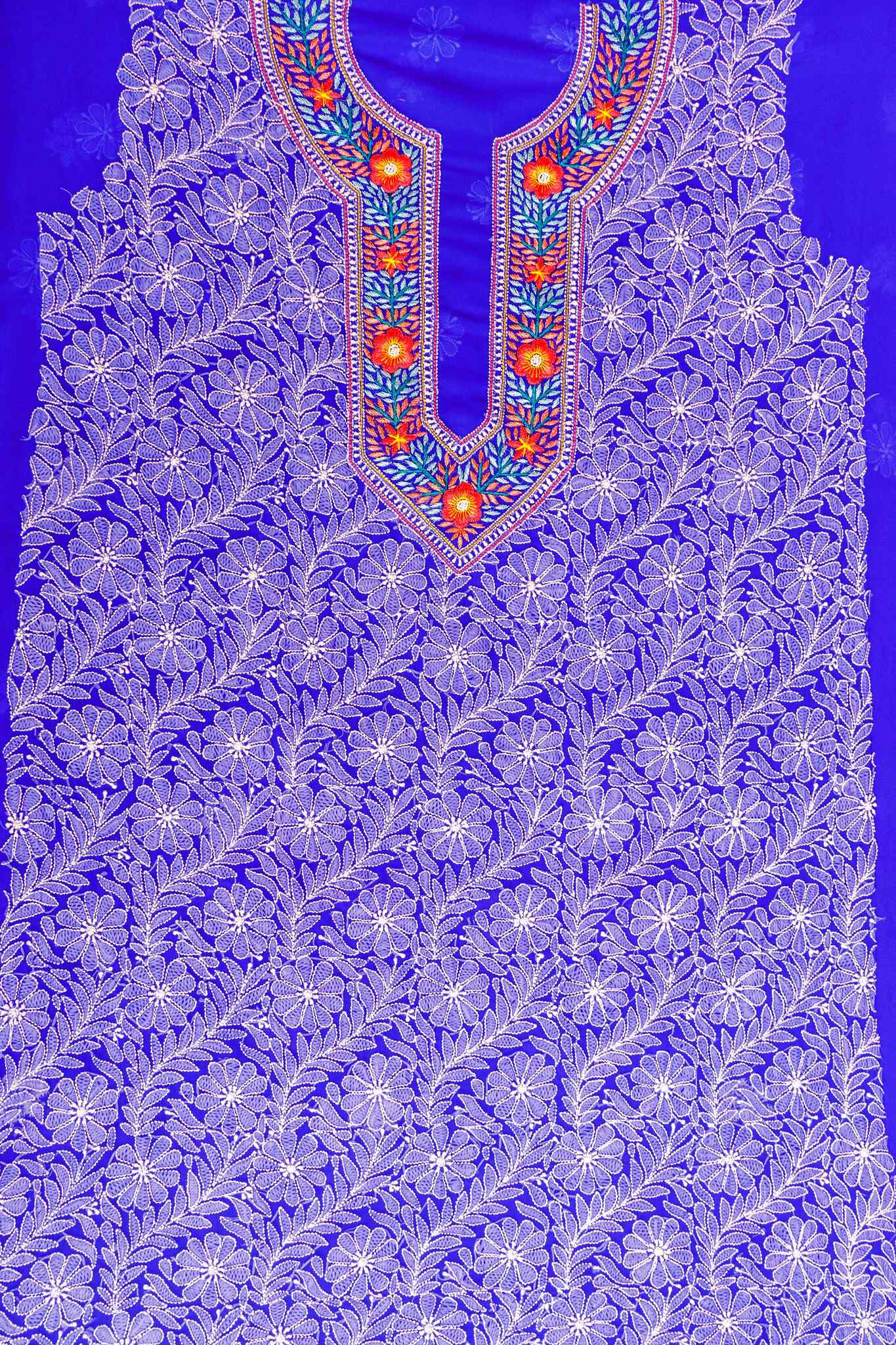 Arsh Handcrafted Parsi Neck Front Jaal Georgette Unstitched Chikankari 3pc Suit - arshchikan
