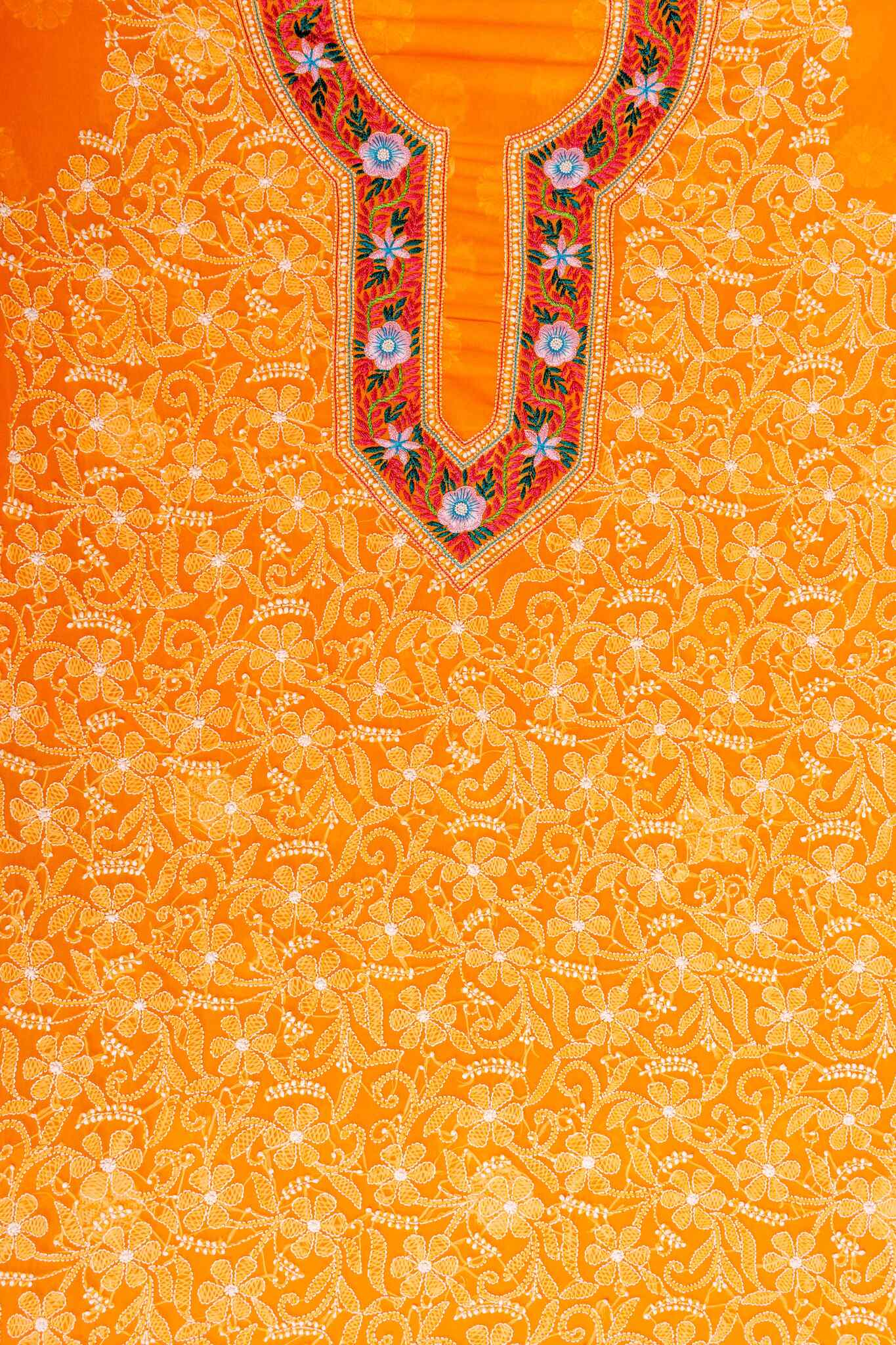 Arsh Handcrafted Parsi Neck Front Jaal Georgette Unstitched Chikankari 3pc Suit - arshchikan