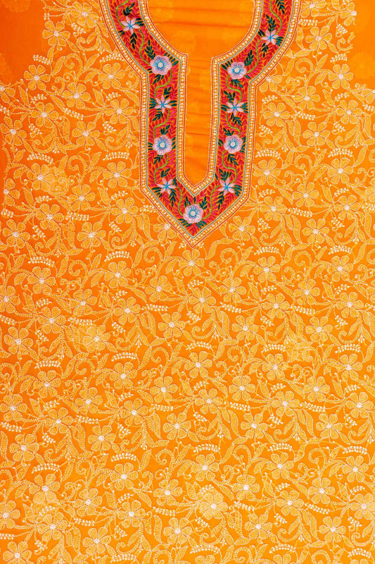 Arsh Handcrafted Parsi Neck Front Jaal Georgette Unstitched Chikankari 3pc Suit - arshchikan