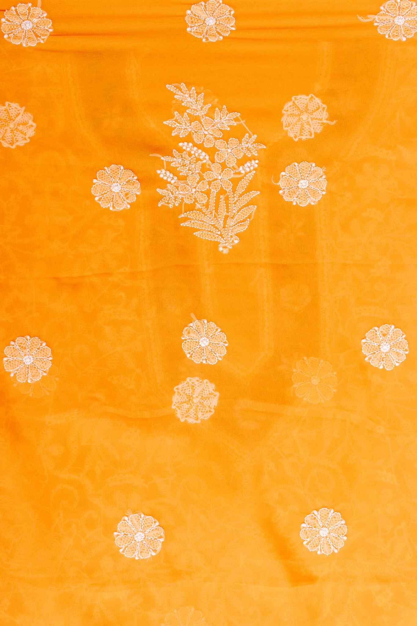 Arsh Handcrafted Parsi Neck Front Jaal Georgette Unstitched Chikankari 3pc Suit - arshchikan