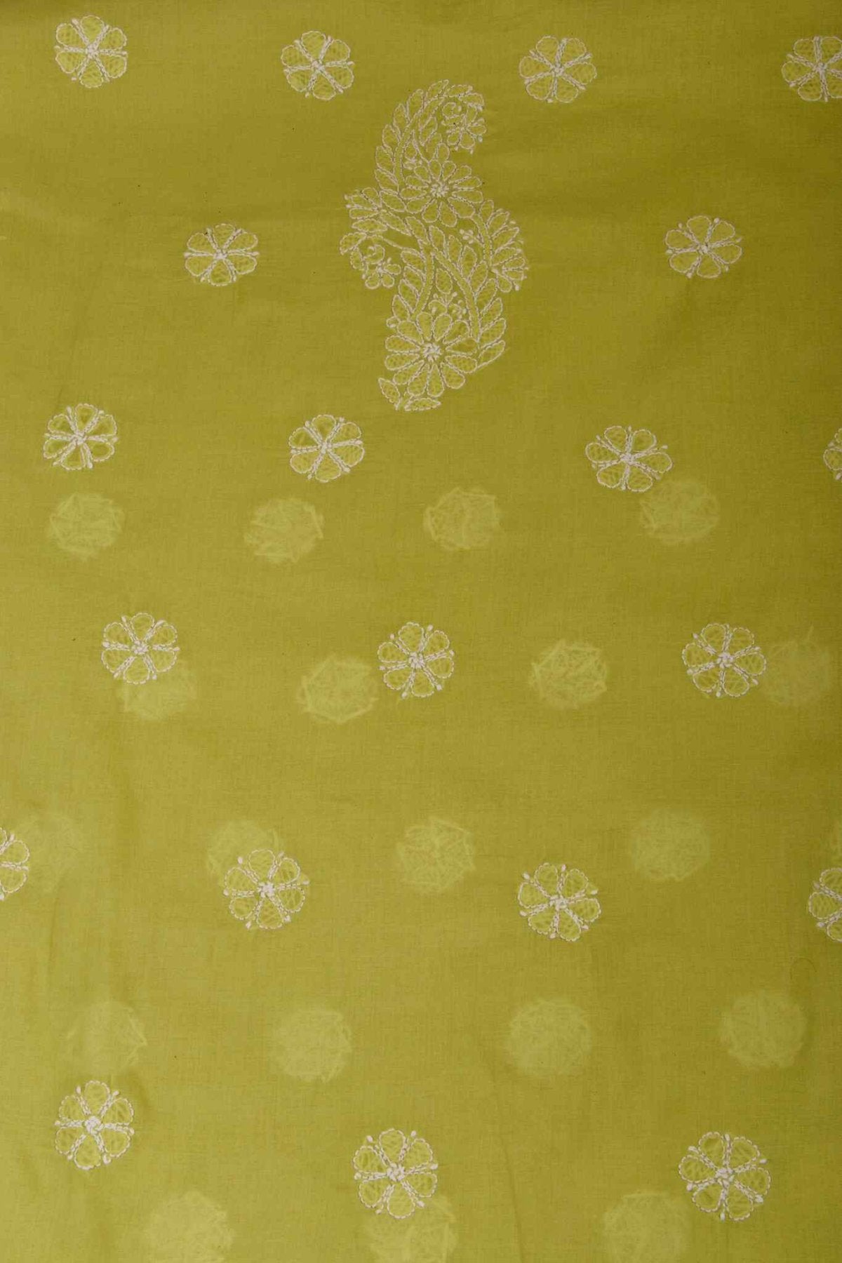 Arsh Handcrafted Parrot Green Cotton Unstitched Chikankari Front Jaal 3pc Suit - arshchikan