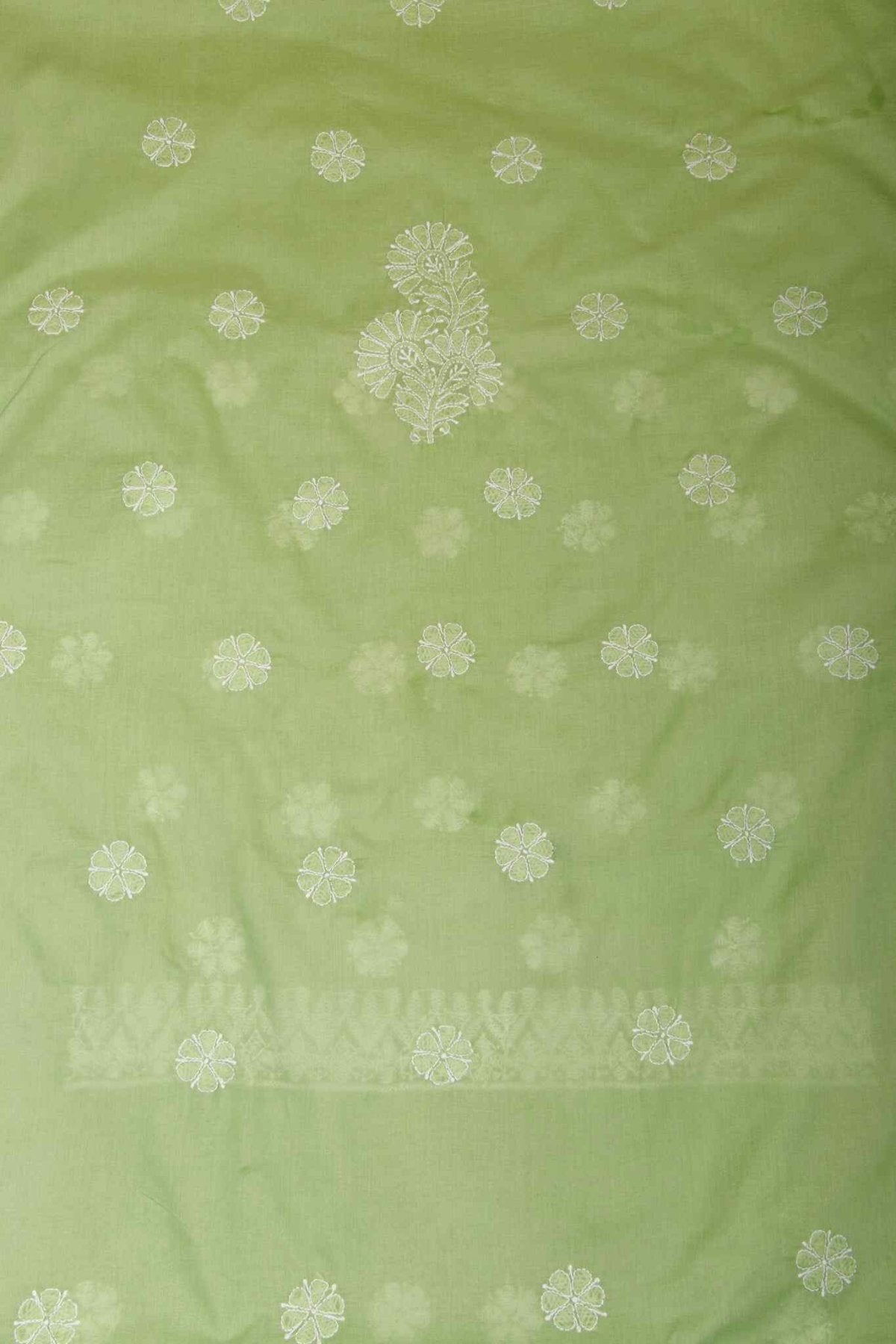 Arsh Handcrafted Forest Green Cotton Unstitched Chikankari Front Jaal 3pc Suit - arshchikan