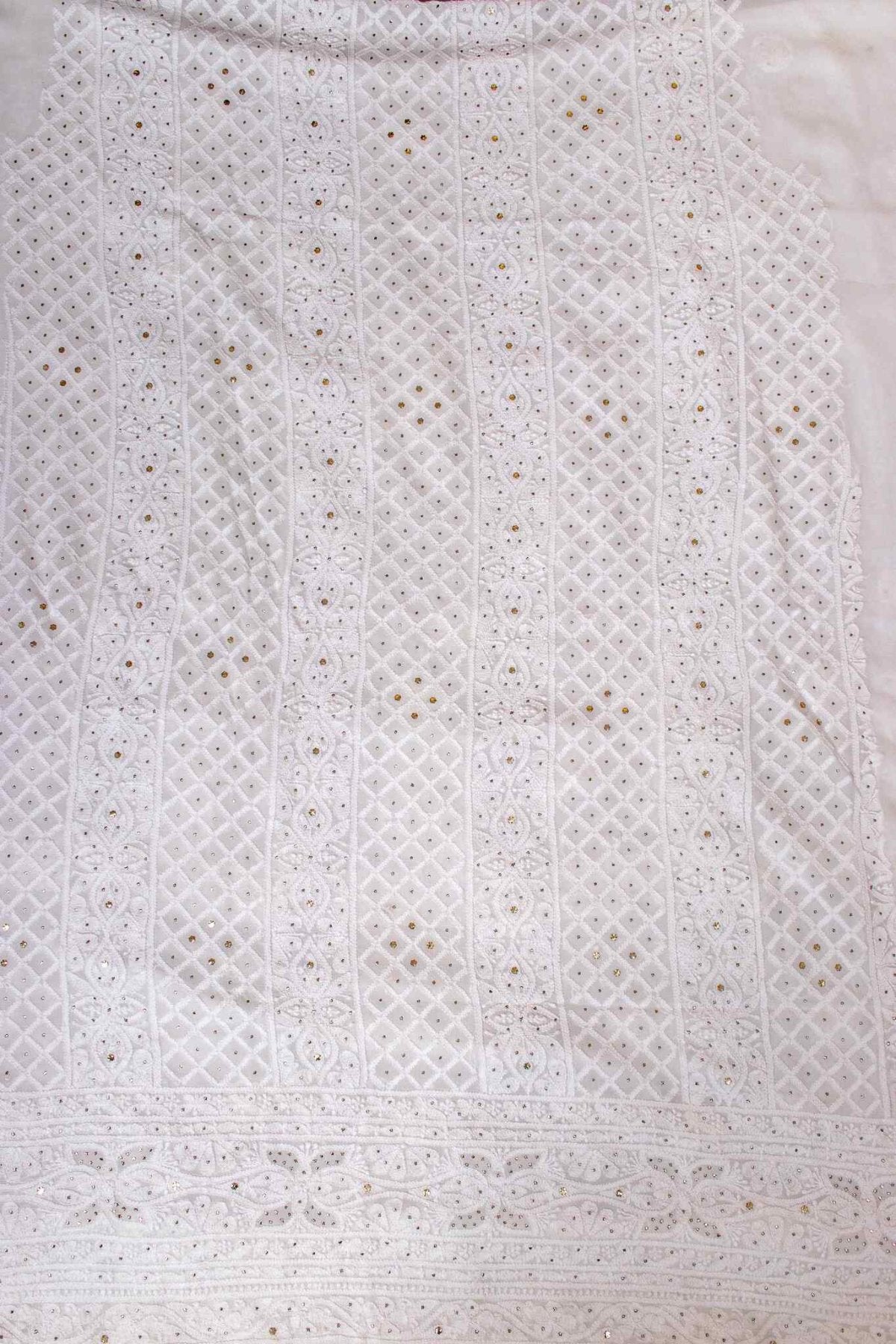 Arsh Handcrafted Pure Viscose Georgette white Kurti and Dupatta set. - arshchikan