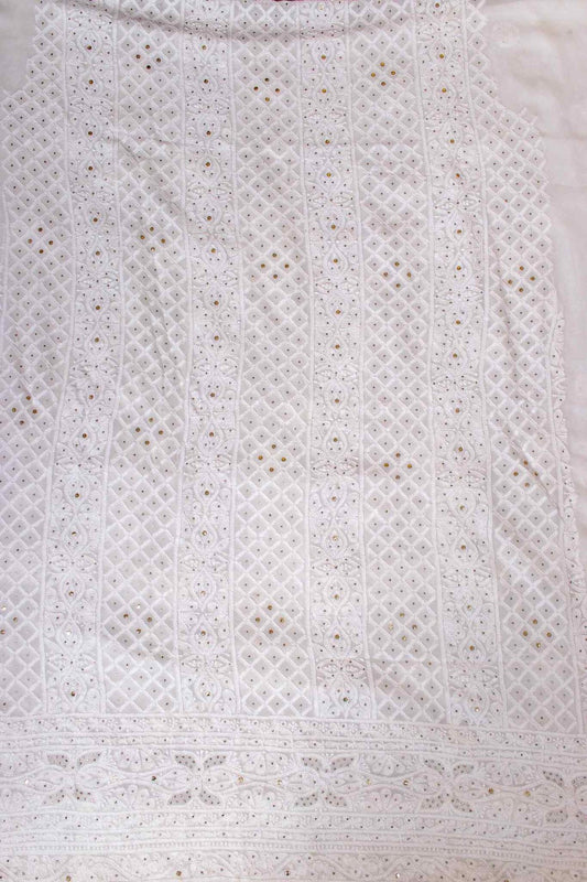 Arsh Handcrafted Pure Viscose Georgette white Kurti and Dupatta set. - arshchikan