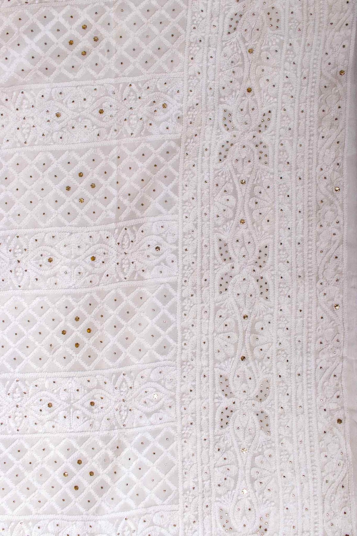 Arsh Handcrafted Pure Viscose Georgette white Kurti and Dupatta set. - arshchikan