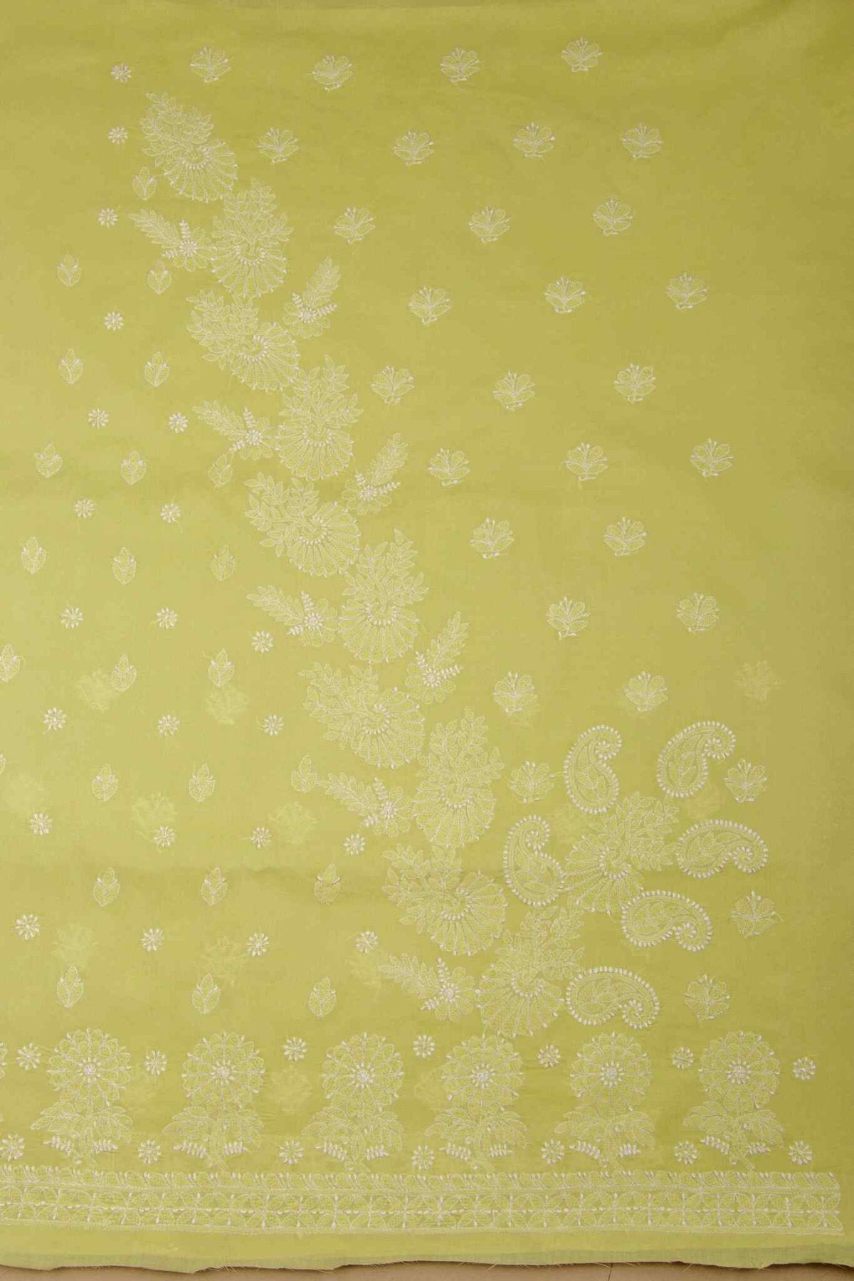 Arsh Handcrafted Light Green Cotton Unstitched Chikankari 3pc Suit - arshchikan