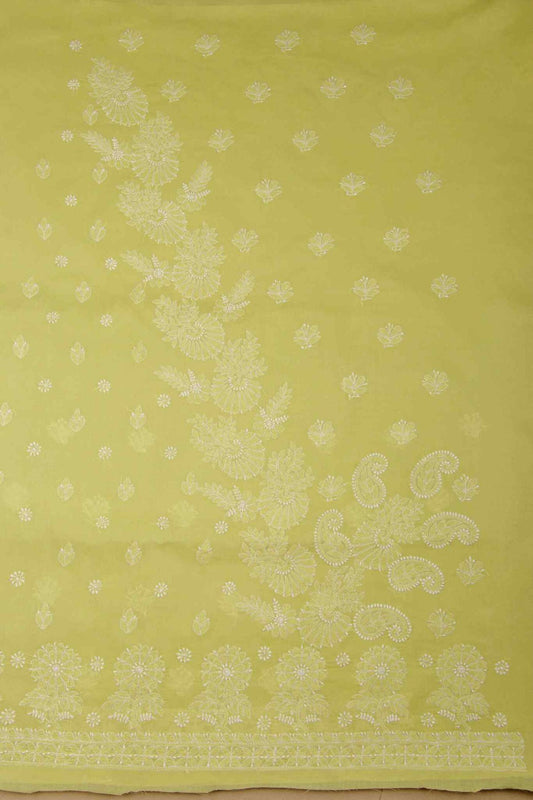 Arsh Handcrafted Light Green Cotton Unstitched Chikankari 3pc Suit - arshchikan