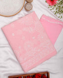 Arsh Handcrafted Light Pink Cotton Unstitched Chikankari 3pc Suit - arshchikan