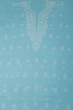 Arsh Handcrafted Sky Blue Cotton Unstitched Chikankari 3pc Suit Set - arshchikan