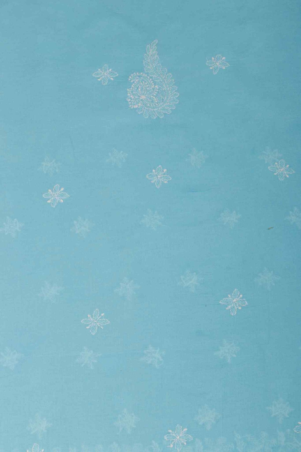 Arsh Handcrafted Sky Blue Cotton Unstitched Chikankari 3pc Suit Set - arshchikan