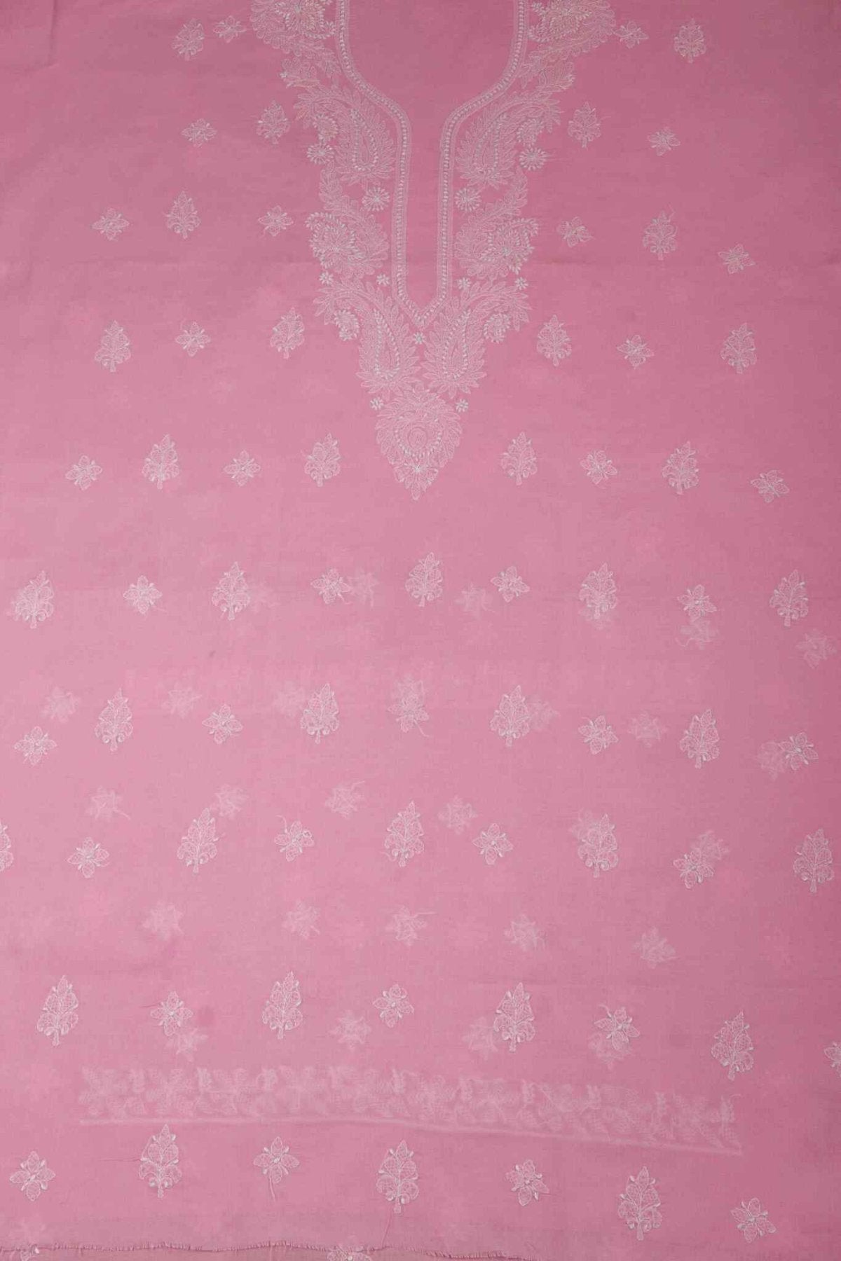 Arsh Handcrafted Onion Pink Cotton Unstitched Chikankari 3pc Suit - arshchikan