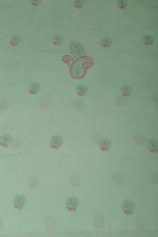 Arsh Handcrafted Dark Green Cotton Unstitched Chikankari 3pc Suit - arshchikan