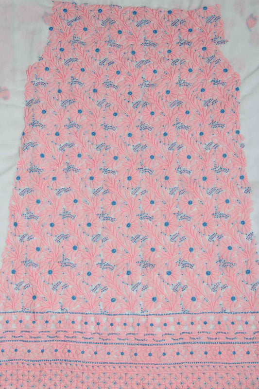 Arsh Handcrafted Sky Blue Georgette Unstitched Chikankari 3pc Suit