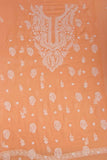 Arsh Handcrafted Salmon Orange Georgette Unstitched Chikankari 3pc Suit