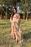 Arsh Handcrafted Khadi Cotton 3pc Kurti, Pant and Dupatta Chikankari Set - arshchikan