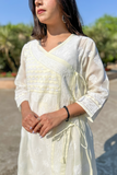 Arsh Handcrafted Pure Cotton Chikan Angarkha