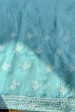 Arsh Handcrafted Blue Cotton Unstitched Chikankari Front Jaal 3pc Suit