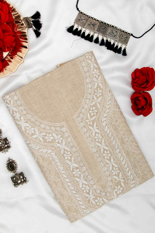 Arsh Handcrafted Khadi Cotton Unstitched Front Jaal Kurti pc - arshchikan