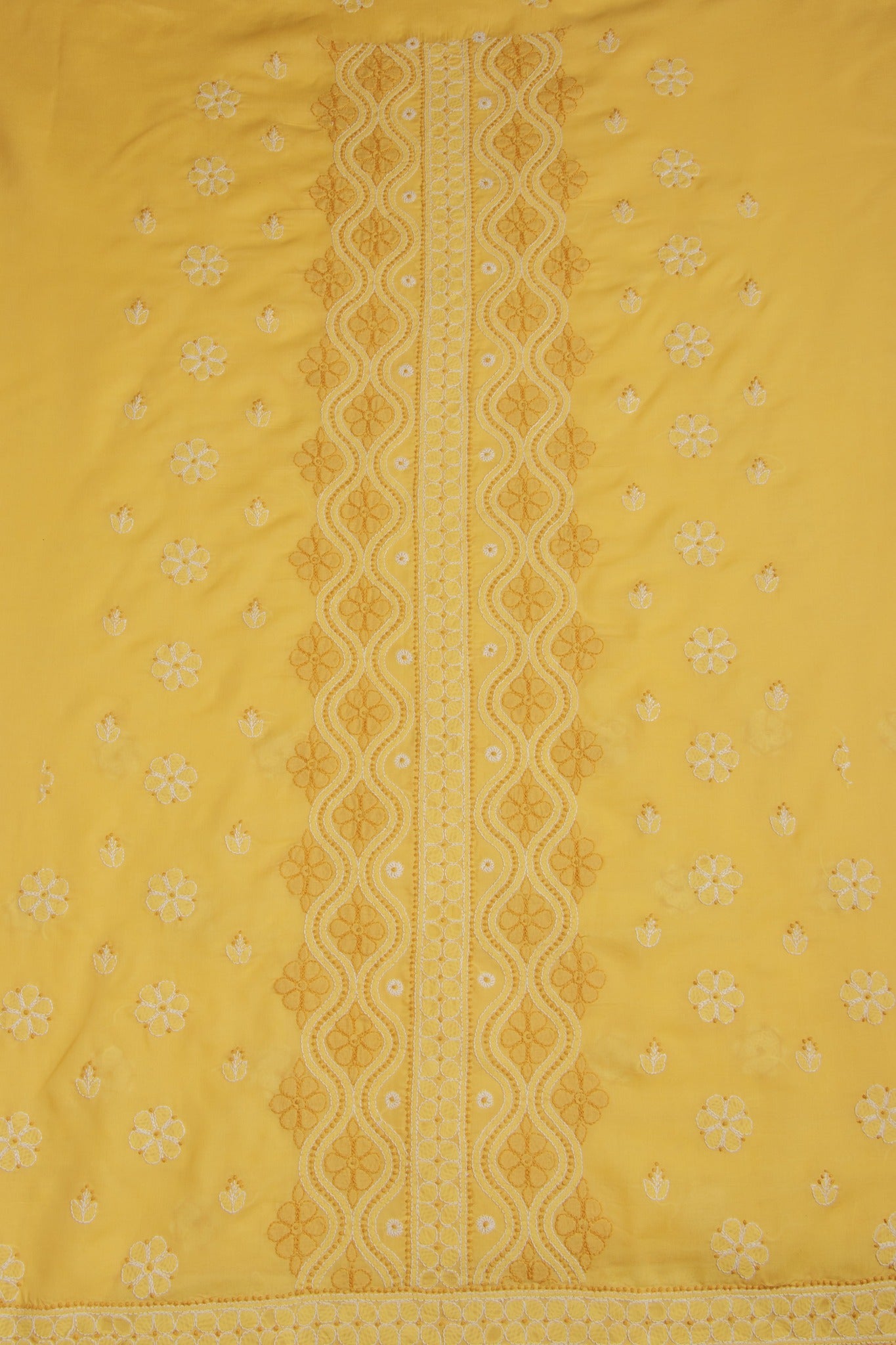 Arsh Handcrafted Yellow Cotton Unstitched 3pc Suit - arshchikan