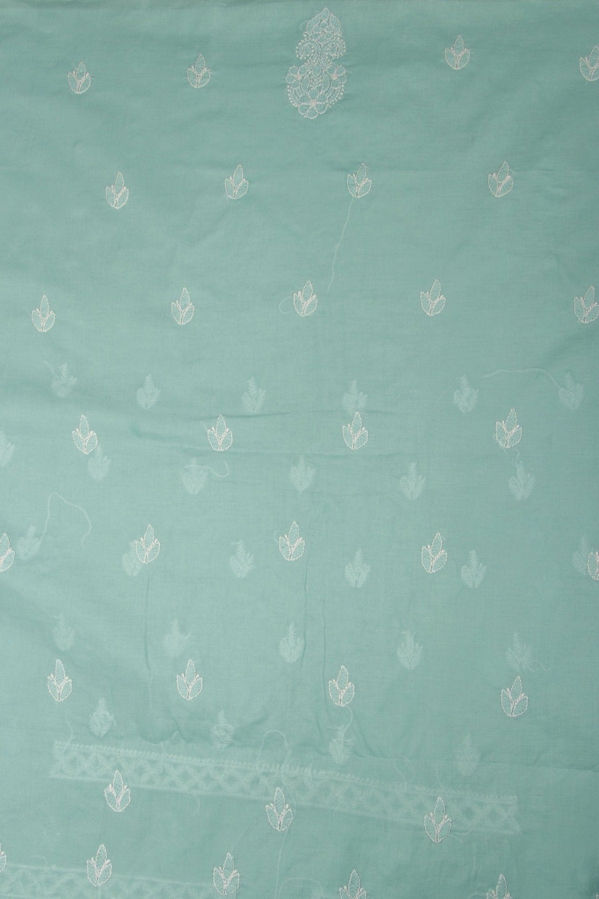 Arsh Handcrafted Firozi Panel Jaali Cotton Unstitched 3pc Suit - arshchikan