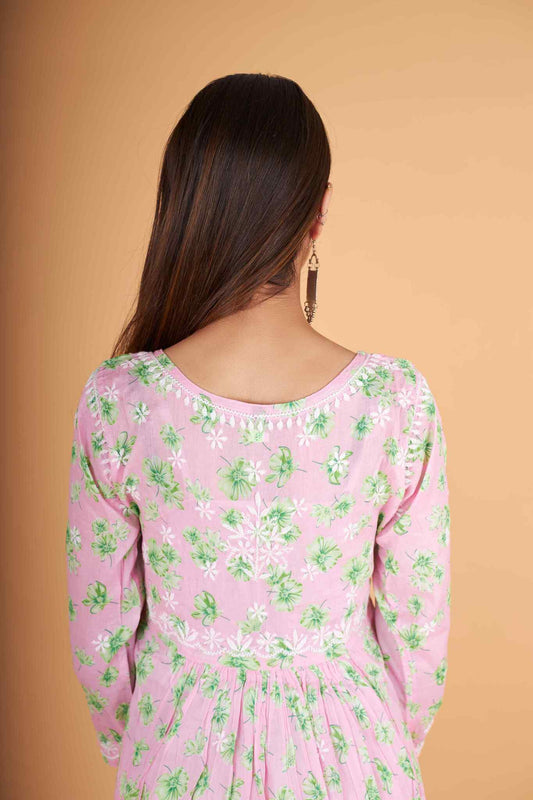 Arsh Handcrafted MulMul Cotton Printed Gown Dress - arshchikan