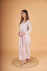 Arsh Handcrafted MulMul Cotton Printed Gown Dress - arshchikan