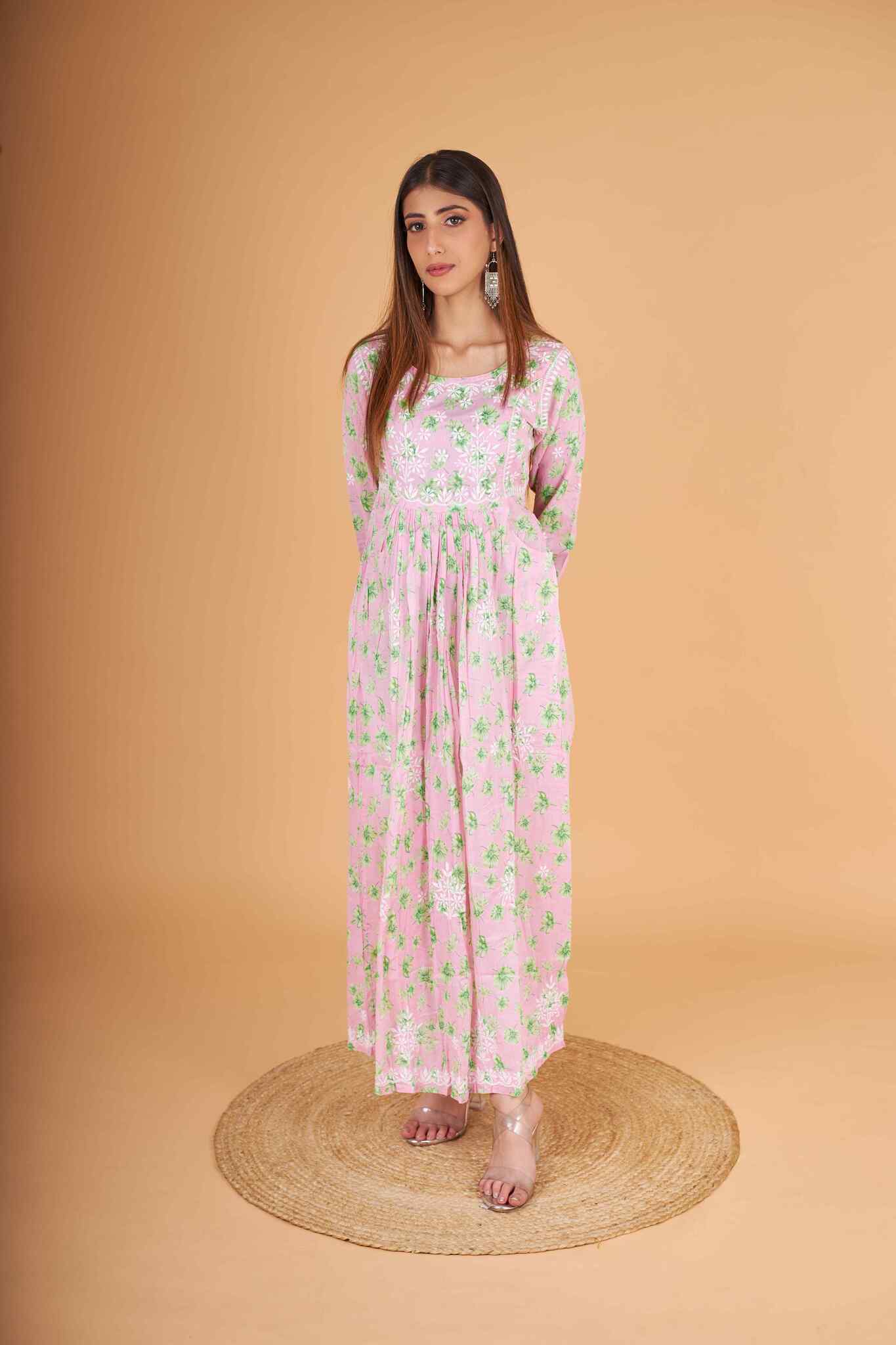 Arsh Handcrafted MulMul Cotton Printed Gown Dress - arshchikan