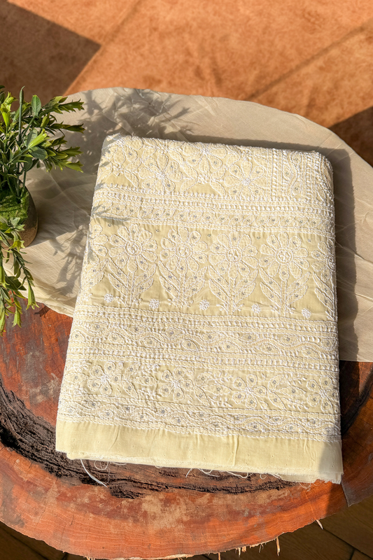 Arsh Handcrafted Cotton All Over, Front Back Chikankari 3pc Suit Set - arshchikan