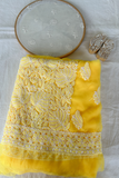 Arsh Handcrafted Yellow Georgette Unstitched Chikankari 3pc Suit Set