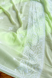 Arsh Handcrafted Light Green Pure Georgette Unstitched Chikankari 3pc Suit
