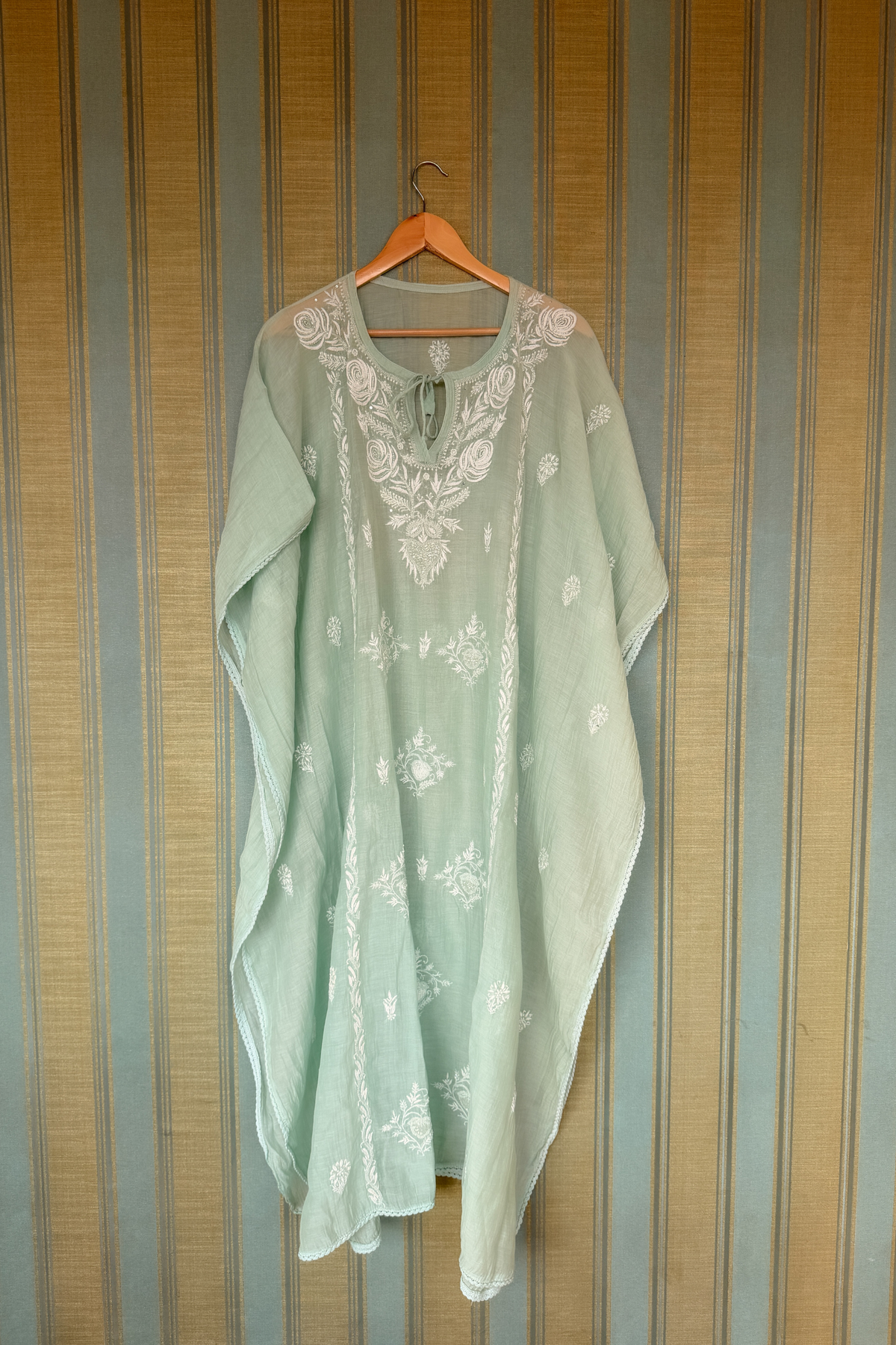 Arsh Handcrafted Pure Mul Chanderi Kaftaan Dress - arshchikan