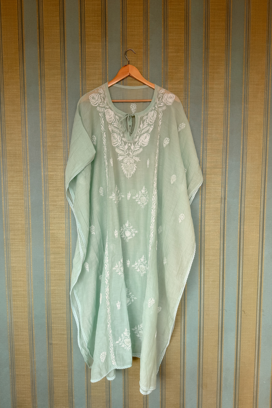 Arsh Handcrafted Pure Mul Chanderi Kaftaan Dress