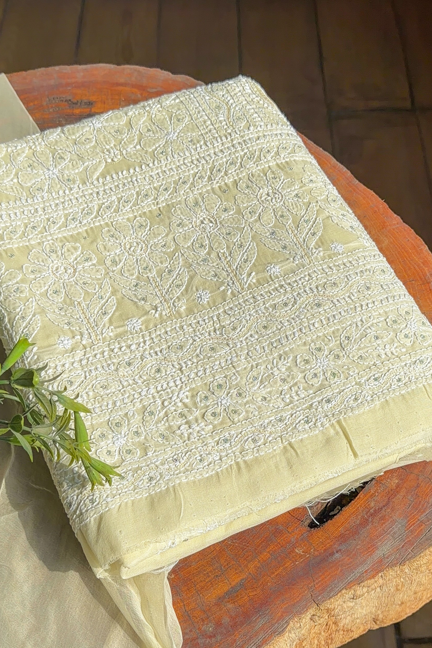 Arsh Handcrafted Cotton All Over, Front Back Chikankari 3pc Suit Set - arshchikan