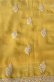 Arsh Handcrafted Yellow Georgette Unstitched Chikankari 3pc Suit Set