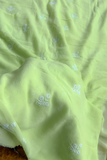 Arsh Handcrafted Light Green Pure Georgette Unstitched Chikankari 3pc Suit