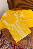 Arsh Handcrafted Yellow Pure Tissue Kurti and Dupatta Semi Stitched Set