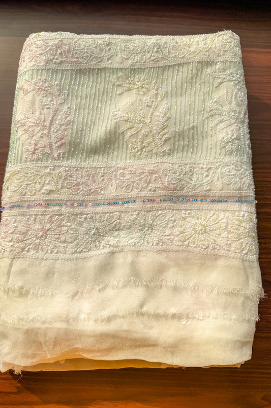 Arsh Handcrafted Pure Viscose Georgette Unstitched Chikankari 3pc Suit Set