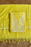 Arsh Handcrafted Mul Chanderi Unstitched Chikankari Kurta and Dupatta set