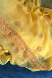 Arsh Handcrafted Yellow Georgette Unstitched Chikankari 3pc Suit