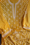 Arsh Handcrafted Yellow Pure Tissue Kurti and Dupatta Semi Stitched Set