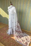 Arsh Handcrafted Semi Georgette Heavy Palla White Chikan Embroidered Saree