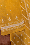 Arsh Handcrafted Yellow Pure Tissue Kurti and Dupatta Semi Stitched Set