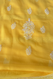 Arsh Handcrafted Yellow Georgette Unstitched Chikankari 3pc Suit Set