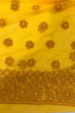 Arsh Handcrafted Yellow Georgette Unstitched Chikankari 3pc Suit